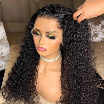 China Swiss Lace Front Human Hair Wigs Hd Lace Front Wig Deep Wave 13X4 Wholesale Price Raw Indian Hair Wig Silky Straight for sale