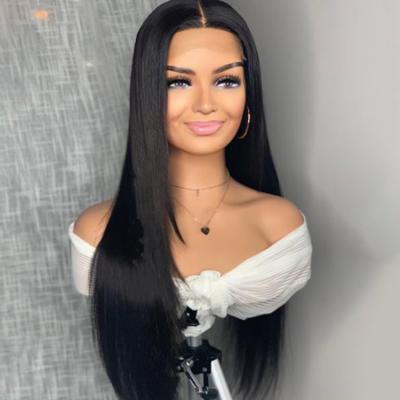 China Silky Straight Bone Natural Straight Lace Frontal Wigs With Hairline Pre Plucked Hair Wigs Align Virgin Pre Pluck Lace Wig for sale