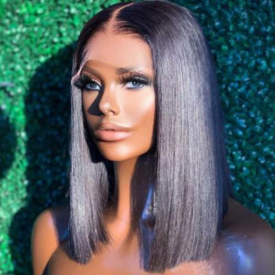 China Silky Straight Natural Black Brazilian Hair Wave 4X4 Closure Short Wig 8Inch-14Inch, Wholesale Price Short Bob Wigs For Black Women for sale