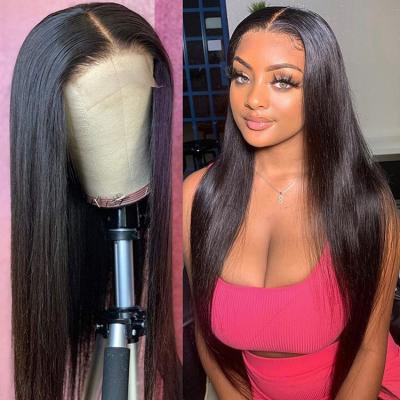 China 100% Straight Pre Plucked Transparent Silky Straight Human Hair Lace Wigs 13X4 13X6 Wave Hair Lace Front Wig for sale