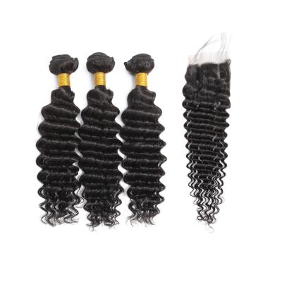 China Silky Straight Wave 18 30 Inch 12a Grade Virgin Brazillian Peruvian Deep Wave Hair 3 Bundles With Closure for sale