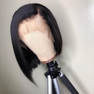 China Bob Human Hair Wigs Brazilian Virgin HD Silky Straight Short Wave HD Lace Frontal Swiss Lace Straight Wig For Black Women for sale