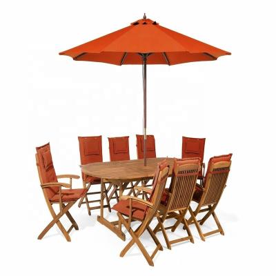 China Modern Garden Dining Set Oval Table 8 Folding Chairs Umbrella for sale