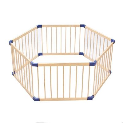 China Breathable 6 Panel Dog Door Room Divider &Playpen Playpen Wood Gate Adjustable Pet Fence Playpen for sale