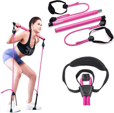 China Amazon Durable Hot Selling Portable Adjustable Exercise Yoga Pilates Bar With Foot Loop For Workout Training Pilates Full Body Stick for sale