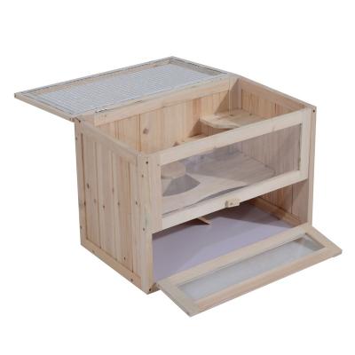 China Breathable Wooden Hamster Cage Mouse Rodents Hutch Small Animals 2 Tier for sale