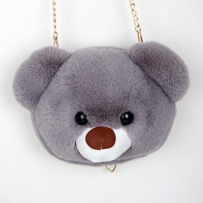 China New design polyester plush bear cute rabbit fur crossboy bag for ladies fashion fuzzy faux fur shoulder bag for girls for sale