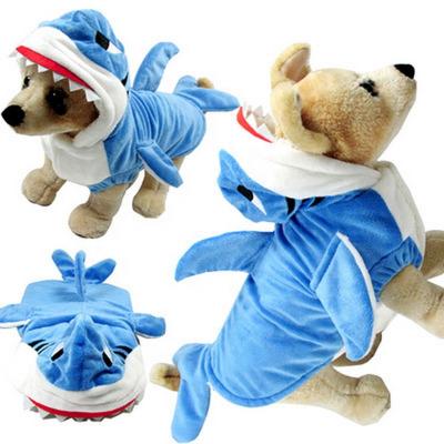 China Amazon Hot Sale Plush Dog Cat Hoodie Clothes Plush Shark Pet Trained Cosplay Costume for sale