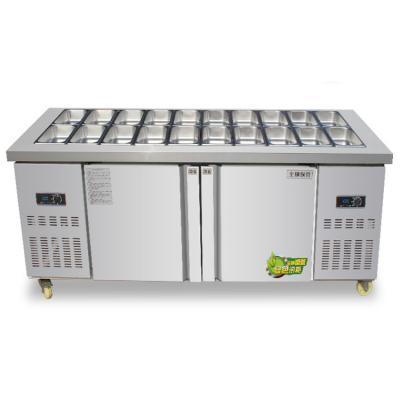 China Double-temperature salad refrigerated counter vegetable display refrigerator salad display refrigerator for sale