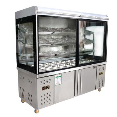 China Double-temperature MaLaTang commercial restaurant refrigerator upright buffet display refrigerator for sale