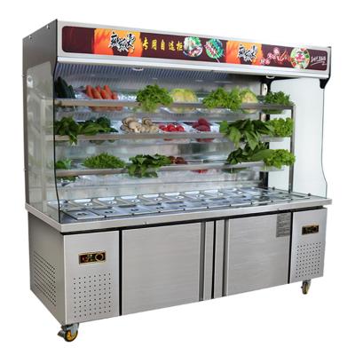 China Double-temperature Malatang Commercial Display Refrigerator Opened Display Showcase Refrigerator for sale