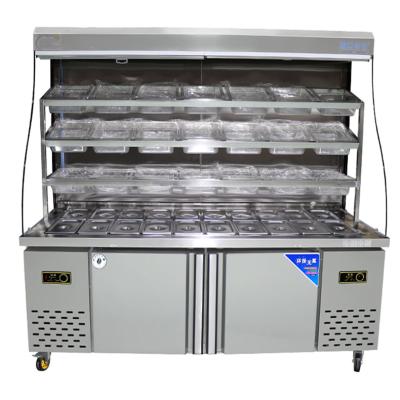 China Malatang Upright Salad Counter Showcase Cooler Double-temperature Display Cooler Refrigerator Restaurant Fridge for sale