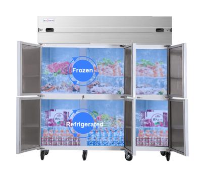 China Double-temperature CE Approval 110V or 220V 6 Door Upright Upright Freezer Refrigerator Commercial Cool Fridge for Restaurant for sale