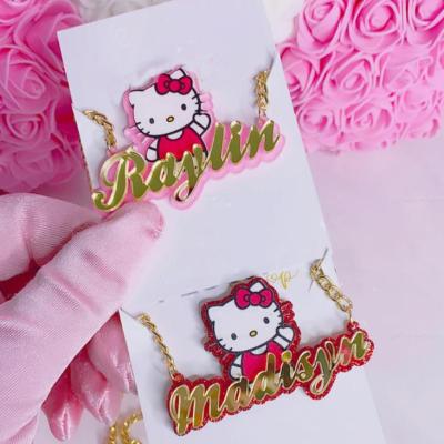 China TRENDY Dropshipping Customize Hello Kitty Cartoon Character Jewelry Hello Kitty Name Necklace For Kids for sale