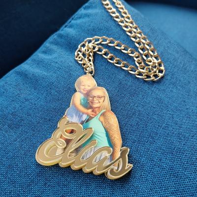 China TRENDY Christmas Gift Kids Drawing Necklace Custom Name Photo Necklace For Mom for sale