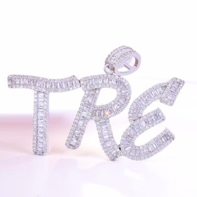 China Custom Hiphop Name Initials Bubble Letters Necklaces Wand D.C.A. Pendant Zirconia For Men Hip Hop Jewelry for sale