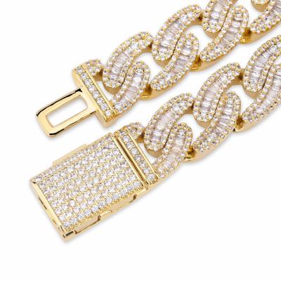 China ICE Square Cuban Link Necklace Box Buckle Miami Chain Zircon Hip Hop Hippie Link Jewelry for sale