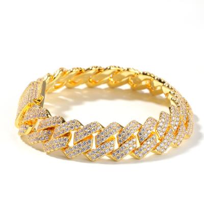 China Hiphop Personalized Band Cuban Bracelet 18k Gold Plated Iced Out Bracelet Jewelry for sale