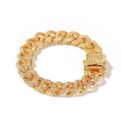 China Luxury gold plated gold chain bracelet hiphop diamond Hiphop chain Cuban bracelet men bracelet for sale