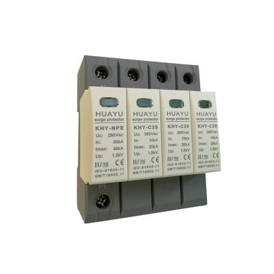 China Up-to-date Voltage Surge Protector Lightning Surge Protection 4 Pole 40KA AC Surge Protector 1000pcs/month for sale