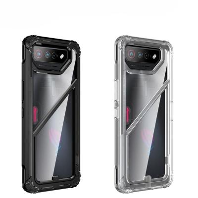 China Shockproof Shockproof Case Hybrid Protective Clear Cover For Asus ROG Phone 7 Ultimate Hard PC Rog7 + TPU Phone With Foldable Stand Capas for sale