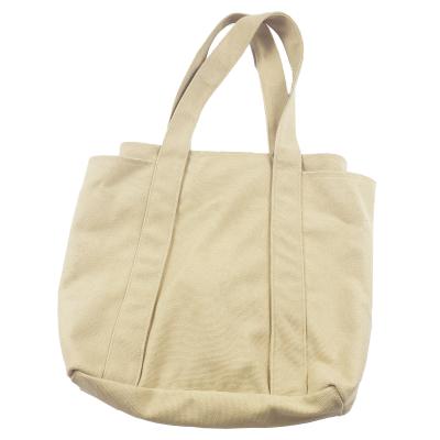 China Daily Wholesale Beige Women Tote Canvas Bag From Ningbo Large Compartments Capacity for sale