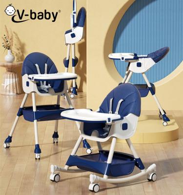 China Modern Wholesale Multifunctional Kids Chair Dining Highchair Frame With Cushions For Kids Baby Blue for sale