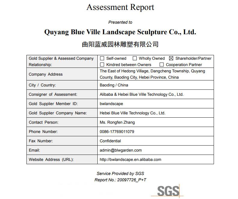 SGS - Quyang Blue Ville Landscaping Sculpture Co., Ltd.