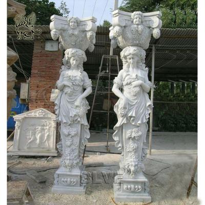 Китай Natural Stone Garden Women Columns White Marble Roman Greek Pillar Luxury Outdoor Decorative продается