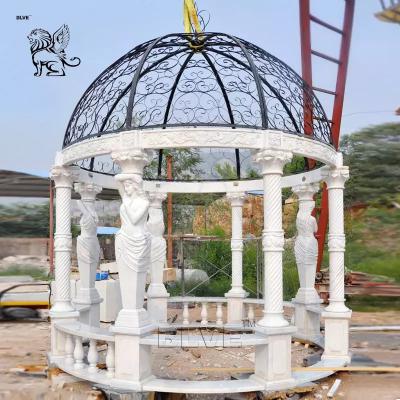 China White Stone Garden Gazebo Marble Statues Pavilion Women Roman Column  Decoration Outdoor Large for sale