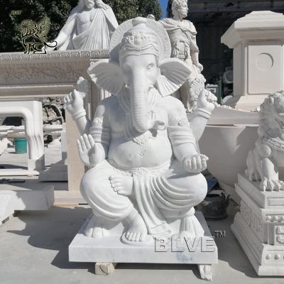 China Lord Ganesh Statues Marble Sculpture Life Size Hindu God Garden Statue White Stone Carving Indian Religions en venta