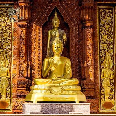 China Bronze Buddha Statues Golden Southeast Asia Pray Buddha Sculpture Metal Religious Large Temple Outdoor for sale