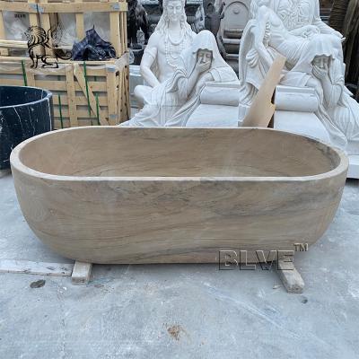 China Marble Bathroom Bath Tub Large Oval Natural Stone Bathtub Freestanding Modern Design for sale