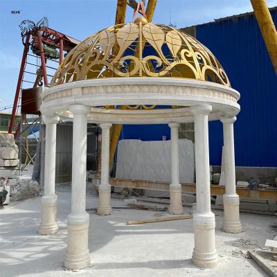 China White Marble Wedding Gazebos Roman Column Gazebo Modern Outdoor Large Luxury en venta