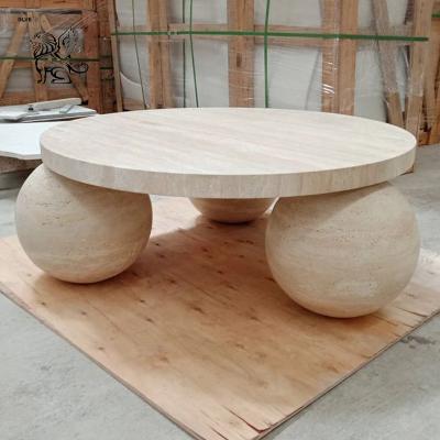 Китай Natural Stone Round Coffee Table Marble Creative Art Table Set European Style Home Decoration продается