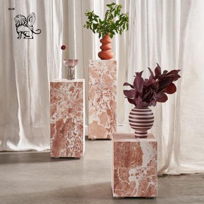 Китай Solid Natural Stone Display Stand Marble Side Table Pink Color Living Room Luxury Furniture European Style продается