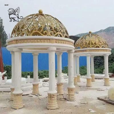 Китай Garden White Marble Gazebo Natural Stone Round Pavilion Hand Carved Decorative Outdoor продается