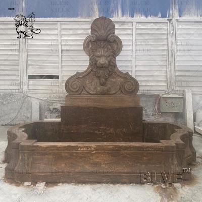 China Marble Lion Head Fountains Antique Natural Stone Carving Garden Fountain Decorative Outdoor Indoor for sale