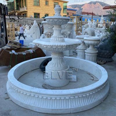 Китай White Natural Stone Marble 3 Tier Water Fountain Limestone Outdoor Garden Decoration French Style продается