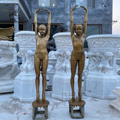 China Brass Bronze Ballet Girl Water Fountain Sculpture Dancing Fountain Life Size Metal Garden Statues Pop Art Outdoor for sale