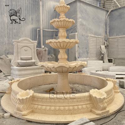 Китай Marble Modern Fountain Egypt Beige Three Tier Garden Fountains Natural Stone Carving Outdoor Decoration продается