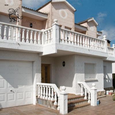 China White Marble French Balcony Railing Natural Stone Balustrade Stair Handrails Decorative Outdoor Villa en venta