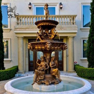 China Bronze Lady Water Fountain Metal Lions Head Horse Garden Copper Woman Fountain Statue Large Outdoor Custom en venta