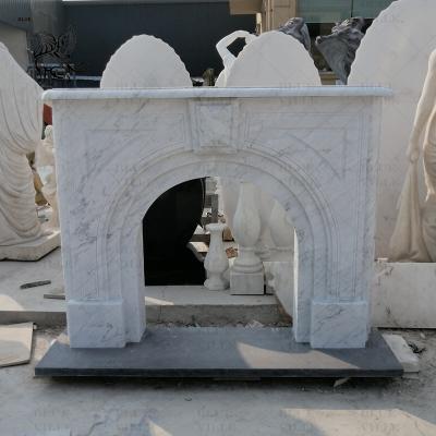 China Caminera moderna de mármol blanco Caminera de piedra natural Mantel estilo francés Decoración del hogar de lujo en venta