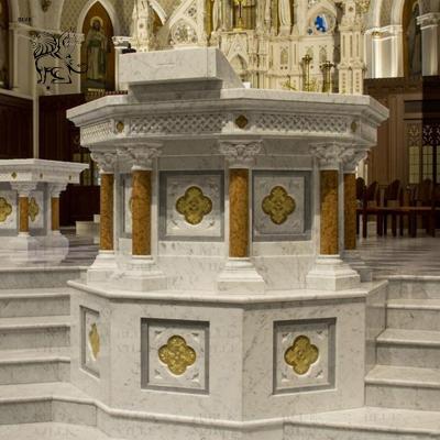 China Stone Marble Church Pulpit Divine Altar Podium Table Catholic Religious Hand Carving Classical en venta