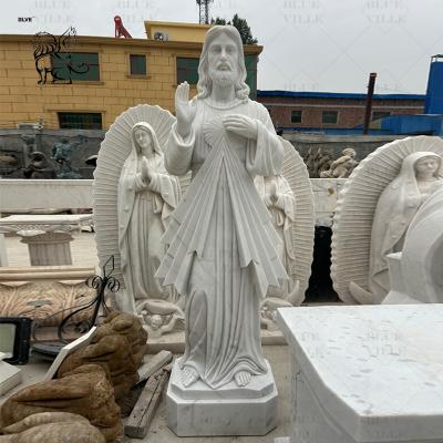 China Estatua de la Divina Misericordia de mármol blanco Iglesia de escultura de tamaño natural Decoración del hogar religioso católico exterior en venta