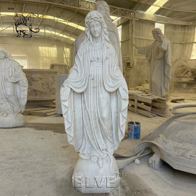 China Marble Virgin Mary Sculpture Life Size Religious Saint Mary Statue Stone Carving Home Decoration Church en venta