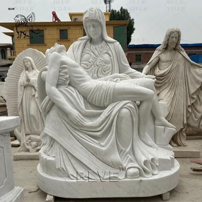 China Marble Virgin Mary Statue Religious Pieta Sculpture Mourning Christ Jesus Handcarved Life Size Church Decoration en venta