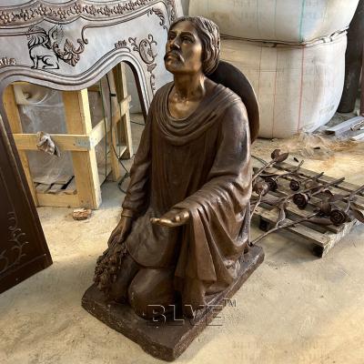 Китай Kneeling St Juan Diego Bronze Sculpture Brass Devout Prayer Saint Statue Life Size Religious Custom продается