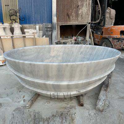 China White Oval Marble Bathtub Natural Stone Bathroom Bath Freestanding European Style Home Decoration for sale